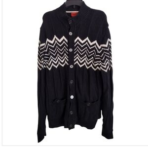 Missoni For Target Black and White Chevron Men's Button Down Sweater Size XL